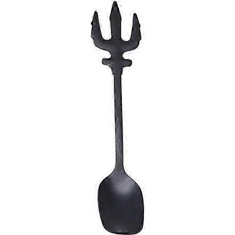 Cuillère à café au lait/glace en acier inoxydable au design Trident créatif, couleur UDBBlack (1/5)