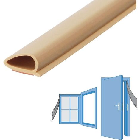 Guarnizione autoadesiva per porte e finestre – Protezione contro freddo e spifferi – Lunghezza 6 metri – Larghezza 10 mm – Beige (1/3)