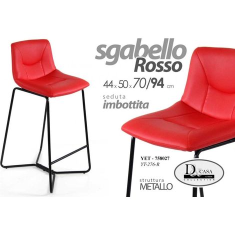2x Tabouret de bar rouge design îlot en simili cuir cm 44 x 50 x 70 h