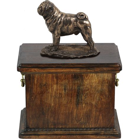 Pug, Mops, Carlin - un'urna per le ceneri del cane, un'urna con statuetta, un'elegante urna in stile classico di Art-Dog (1/5)