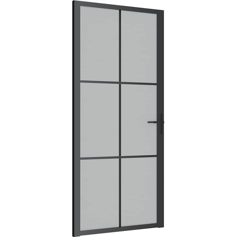 Porte intérieure，Porte d'entrée 93x201,5 cm Noir Verre mat et aluminium CFW67451