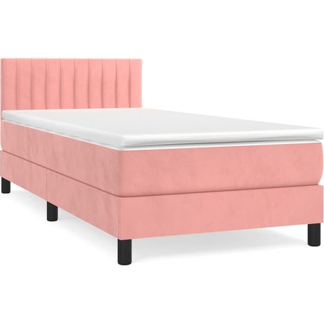 Maison Exclusive - Sommier à lattes de lit avec matelas Rose 90x190 cm Velours
