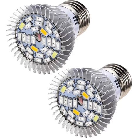 Dos lámparas LED de espectro completo E27 para cultivo de plantas, 85-265V, 28W (1/4)