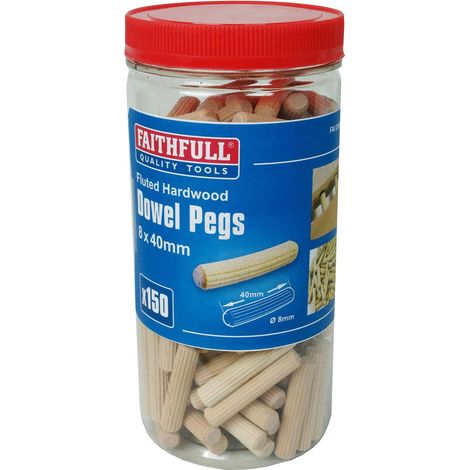 Faithfull Wood Dowels Fluted 40 x 8mm (Tub 150) FAIDOW8150T (1/3)
