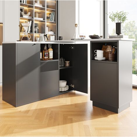 mesa bar giratoria con almacenaje MDF 210 cm OKMYHOME (1/5)