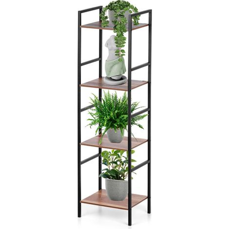 Regal aus Metall für das Wohnzimmer mit 4 Ablagen aus MDF, 29,5 x 23,5 x 106,5 cm (1/5)