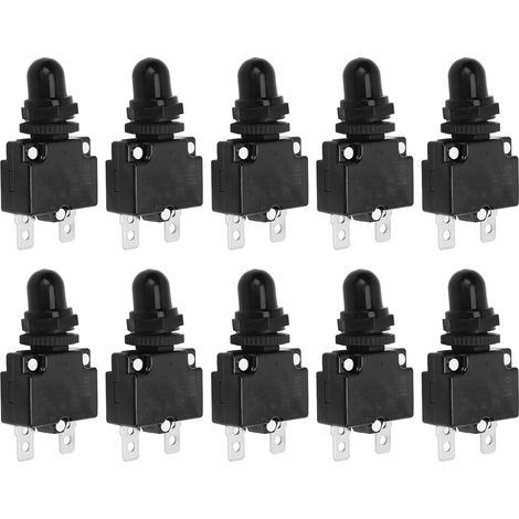 (10 pièces) Disjoncteur 5A 125/250VAC 65VDC Protection Surcharge Réarmement Manuel Interrupteur avec Capuchon Étanche (1/5)