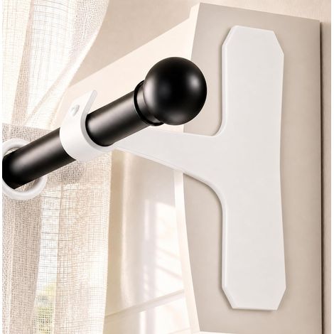Support Tringle Rideaux Sans Perçage pour Coffre Volet Roulant, Lot de 2 Supports Métal Design Moderne, Fixation Auto-Adhésive, Compatible Tringles Ø19-28 mm(Blanc, 2 Supports) (1/5)