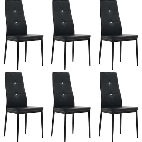 vidaXL Sillas de comedor 6 unidades cuero sintético negro (1/5)