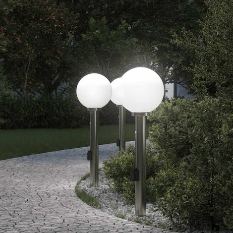 Pollerleuchten mit Sensor&Steckdose 3 Stk. 80 cm Edelstahl IP44