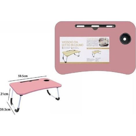 TrAdE Shop Traesio - Vassoio Scrivania Pieghevole Tavolino Tavolo Per Pc Slot Tablet Tazza Rosa 71365 -