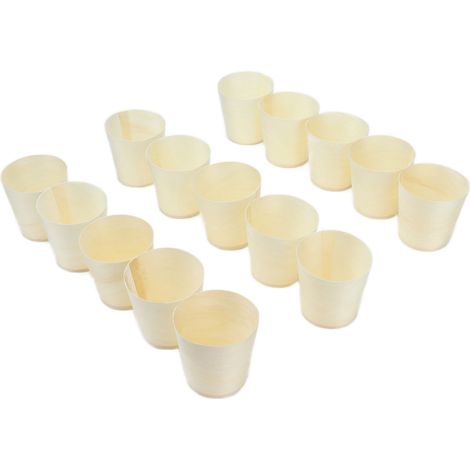 Lot de 15 gobelets de dégustation jetables en bois décorés, légers et parfaits pour les desserts à domicile, les bars et les restaurants. (1/5)