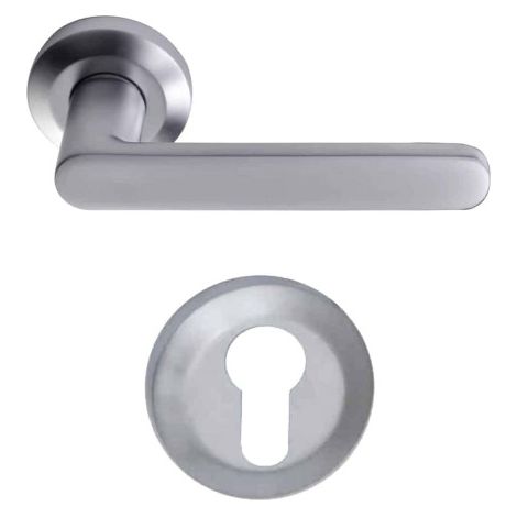 Paket Griff und Türrosette Aluminium - Metro - Perlchrom-Finish