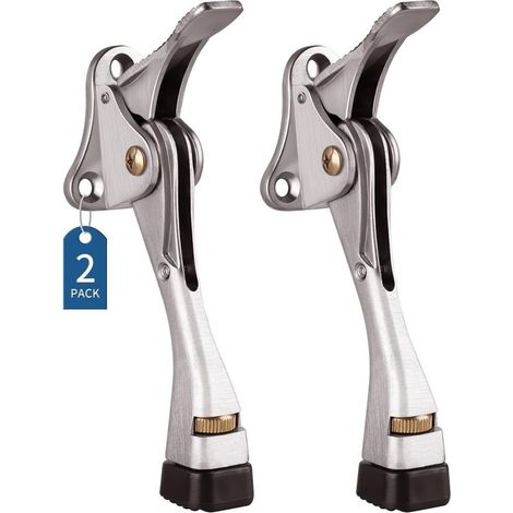 Butée de porte, lot de 2 butées de porte à enfoncement avec hauteur réglable en une seule touche et embout en caoutchouc 4 pouces, butées de porte robustes, support de porte, bas de porte (1/5)