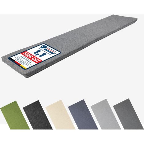 Garronda Coussin Exterieur Impermeable 180x40 cm pour Banc de Jardin Canapé et Balancelle Housse en Polyester Résistant UV pour Terrasse Balcon et Intérieur avec Élastiques GD-0220 Gris