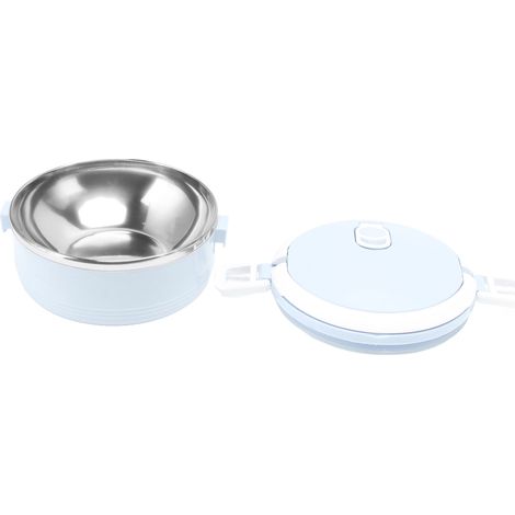 Boîte à lunch isotherme en acier inoxydable, monocouche, portable, avec boucle de sécurité, bleue, pour enfants et adultes. (1/5)