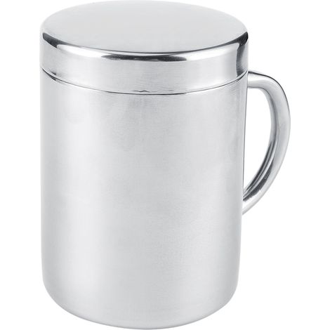 Mug portable à double paroi en acier inoxydable anti-brûlure pour café, thé et lait avec couvercle, idéal pour la maison, le bureau et les voyages (220 ml). (1/5)