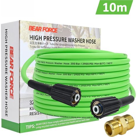 Weicher, flexibler Hochdruck-Waschschlauch mit M22-14/15mm Messinganschluss 1/4" x 10M & 200Bar, knickresistenter Verlängerungsschlauch