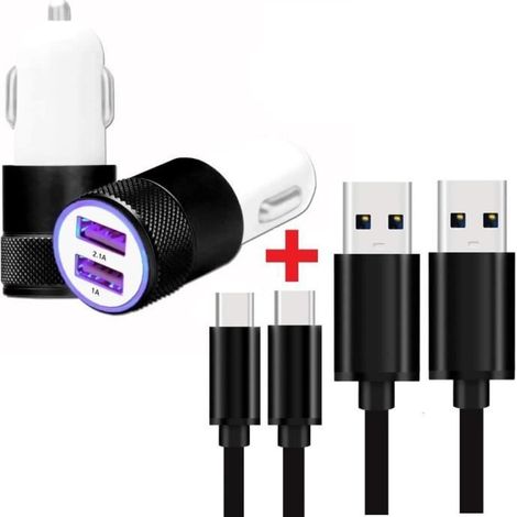 Chargeur de voiture - Blackview - A70 Pro - Charge rapide - 2 ports USB - 2 câbles USB Type-C - AquaForge