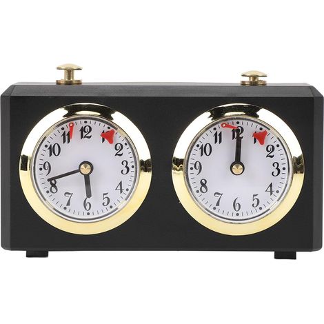 Minuteur d'échecs analogique - Pas de piles nécessaires - Horloge d'échecs professionnelle à remonter avec grands cadrans faciles à lire - Design vintage - Pour (1/5)