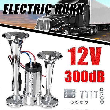 Klaxon pneumatique électrique double trompette ultra puissant de 300 dB pour train, voiture, camion et bateau (1/5)