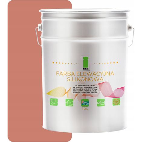 Pintura de silicona para fachadas, color rosa salmón, calidad premium, 10 litros (1/5)