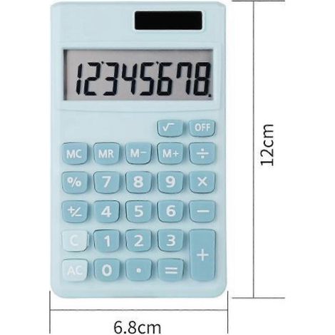 Calculatrice basique à affichage 8 chiffres, mini calculatrice portable mignonne, solaire, couleurs bonbon, petite calculatrice pour le bureau et la maison (1/2)