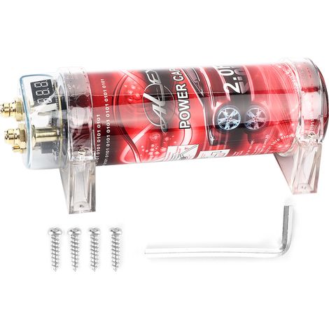 Condensateur de puissance 2 Farad pour autoradio, régulateur de tension LED rouge 10-16V DC, pièces auto modifiées (1/5)