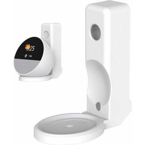 Support de prise pour spot mural - Support pour haut-parleur Google - Gestion des câbles intégrée - Support mural - Accessoires sans perçage - Compatible avec Echo Spot (blanc) (1/4)