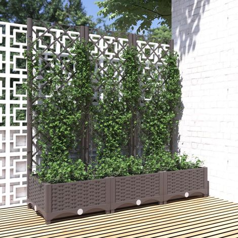 Bac à fleurs,Jardinière avec treillis Marron 120x40x121,5 cm PP -41488 (1/5)
