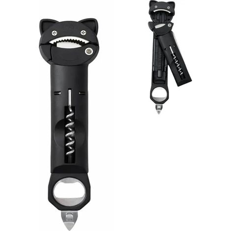 Ouvre-bocal multifonction : ouvre-boîte, décapsuleur et tire-bouchon avec ouvre-bouteille ajustable pour bocaux, conserves, bière et (1/5)