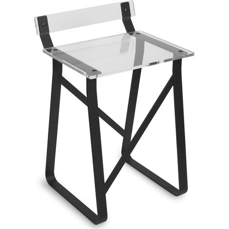 BELTRAN 1908 TABURETE Banqueta Negro Con Respaldo Asiento Metacrilato Manhattan - ref: 064-1908