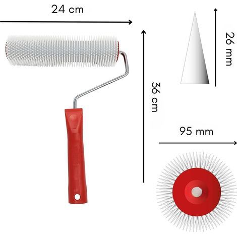 Rouleau Débulleur pour Ragréage Autonivelant Pointes 26mm - Rouleau à Pointes 24cm Outil Essentiel pour un Sol Lisse (pointes 26mm) Pour ragréage jusqu'a 20mm (1/4)