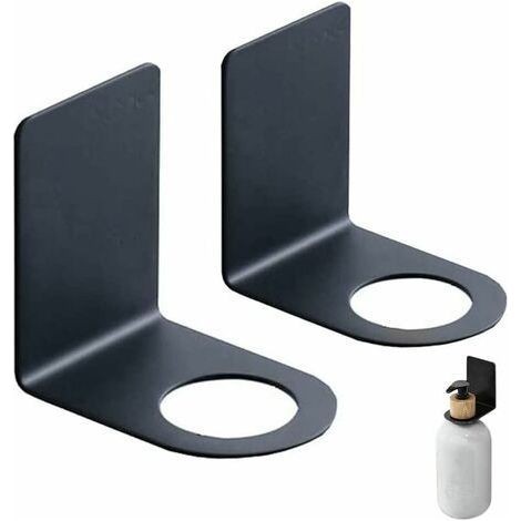 Set mit 2 Spenderhalterungen, Wandhalterung für Seifenspender, Halterung für Seifenpumpen, Halterung für Shampoo-Spender, schwarzer Edelstahl-Shampoo-Halter für die Küche (1/5)
