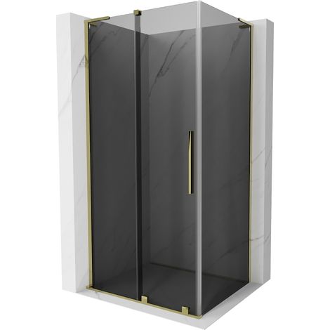 Mexen Velar L cabine de douche coulissante 110 x 80 cm, graphite, or - 871-110-080-43-50 (1/5)