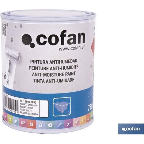 Pittura sintetica antiumidità bianca satinata per interni ed esterni (750ml)