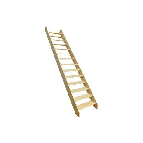 Levigne – Escalier droit sapin massif 285 cm – Kit recoupable 15 marches – Largeur 80 cm – Hauteur de marche 19 cm – Usage intérieur