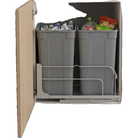 Poubelle, Design Tiroir, Mécanisme de Fermeture Douce, GRIS (1/2)