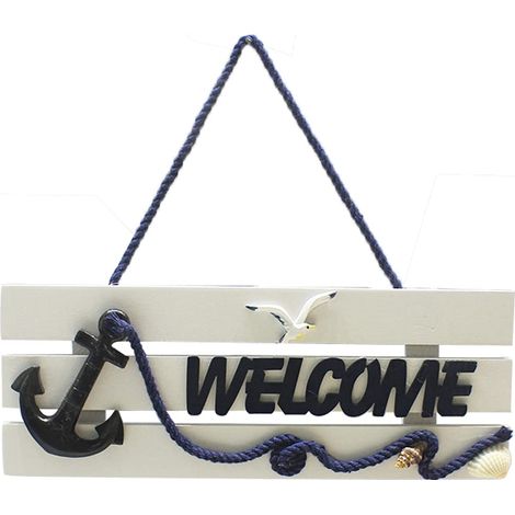Plaque Porte Bienvenue Style de Plage, Plaque de Bienvenue en Bois, Panneau Bienvenue, pour Accrochez Vous à La Porte D'entrée, à La Fenêtre, Au Jardin, Au Mur, Au Salon, Au Bar, Au Bureau (1/5)