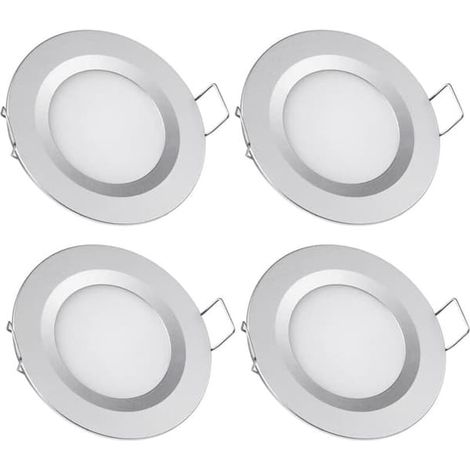 BelleRise - spots encastrés LED 12 V 3 W 3200 K blanc chaud, trou 58-65 mm, finition argentée pour camping-car, bateau, caravane (1/4)