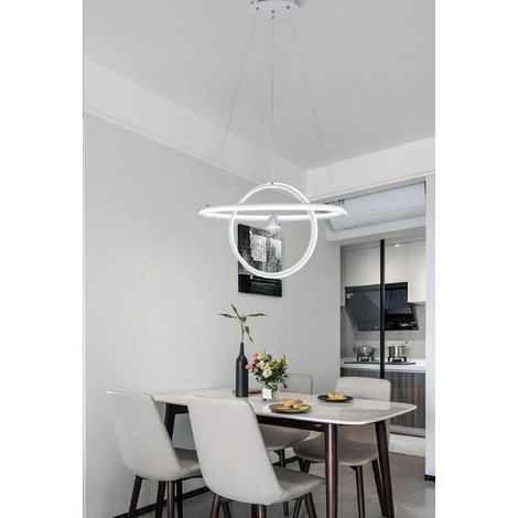 Lampadario sospeso led cerchi 70w bianco design moderno pendente circolare luce fredda naturale calda Luce Fredda