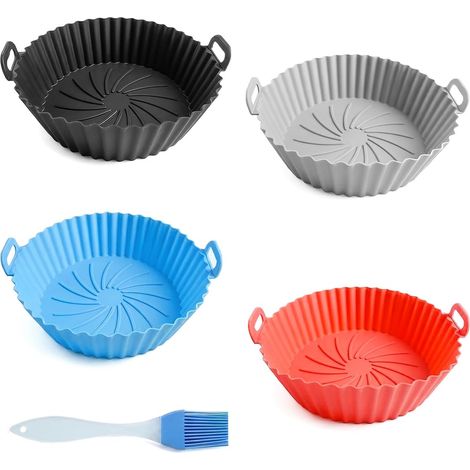 4 Pièces 16.5 cm Moule Silicone Air Fryer, Panier Bac Silicone Air Fryer (1/5)