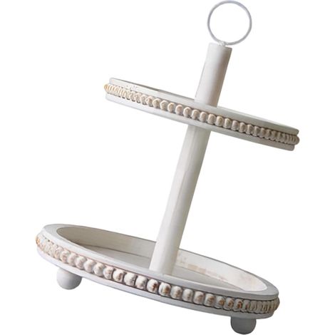 Plateau de rangement pour vanité et entrée avec deux étagères rondes, présentoir de perles en bois pour décoration d ' intérieur, plateau empilé, présentoir rond, organisateur de table, vanité (1/5)