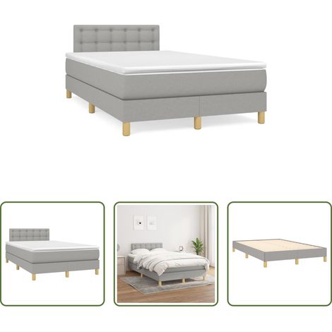 vidaXL Sommier à lattes de lit et matelas gris clair 120x190 cm tissu (1/5)