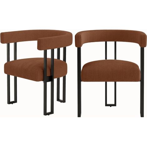 Lot de 2 chaises de salle à manger rembourrées avec accoudoirs, marron café (1/5)