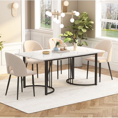 Tisch Esstisch Küchentisch Set 140x80 Samt 5 teilig OKMYHOME (1/5)