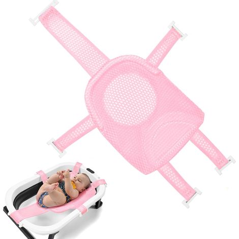 Amaca antiscivolo per il bagnetto del neonato, supporto per seduta, rete da bagno per bambini da 0 a 3 anni (rosa) (1/5)