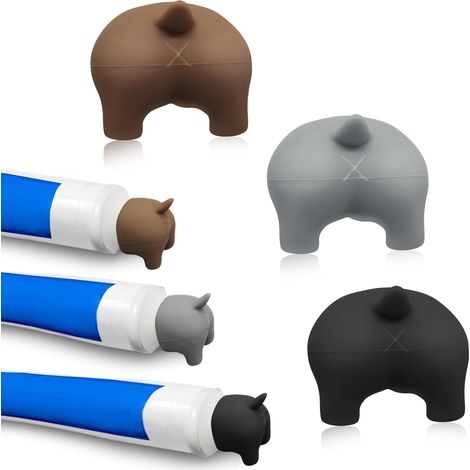 Set mit 3 zahnpastaförmigen Aufsätzen in Hundeform, Silikon-Zahnpastaspender für Hunde, Zahnpastakappe für Hunde, lustiger Zahnpasta-Quetscher für Hunde, Zahnpastakappen für Kinder und Erwachsene (3 F