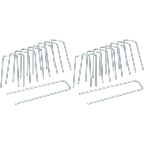 Lot de 10 Agrafe métallique, Galvanisée, Argent, 14 x 4 cm, Jardinage (1/5)