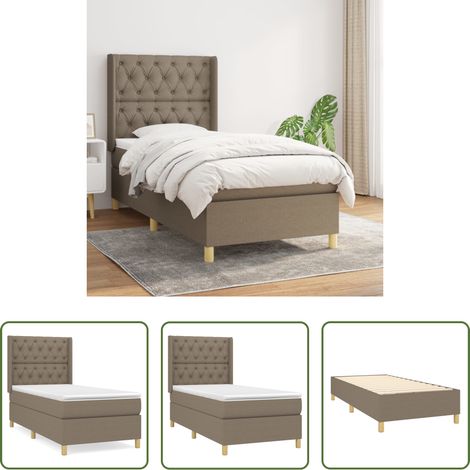 vidaXL Tête de lit réglable - Sommier à lattes de lit avec matelas Taupe 80x200 cm Tissu (1/5)